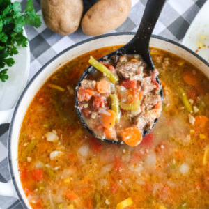 Vegetable Beef soup ready to serve