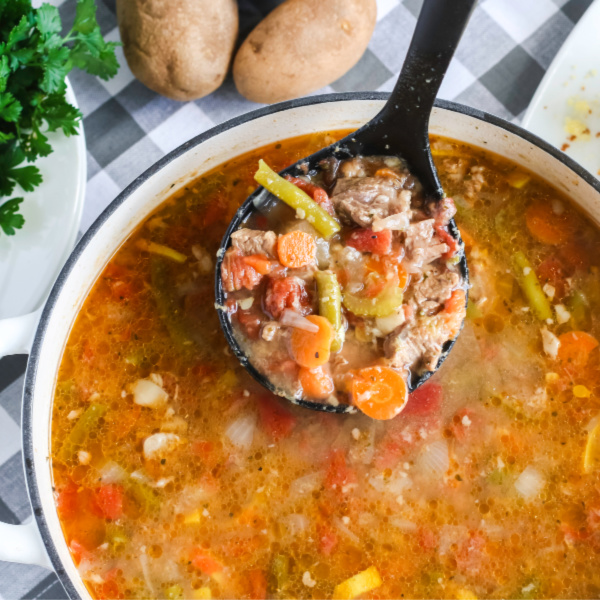 Vegetable Beef soup ready to serve