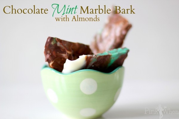 Chocolate Mint Marble Bark With Almonds