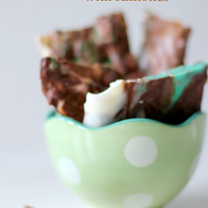 Chocolate Mint Marble Bark with Almonds Recipe via PinkWhen.com