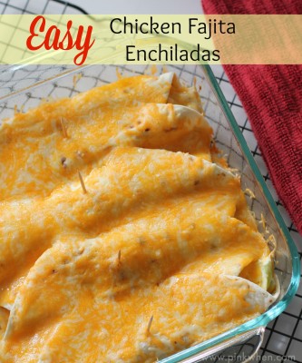 chicken enchiladas covered in cheese in glass baking dish.