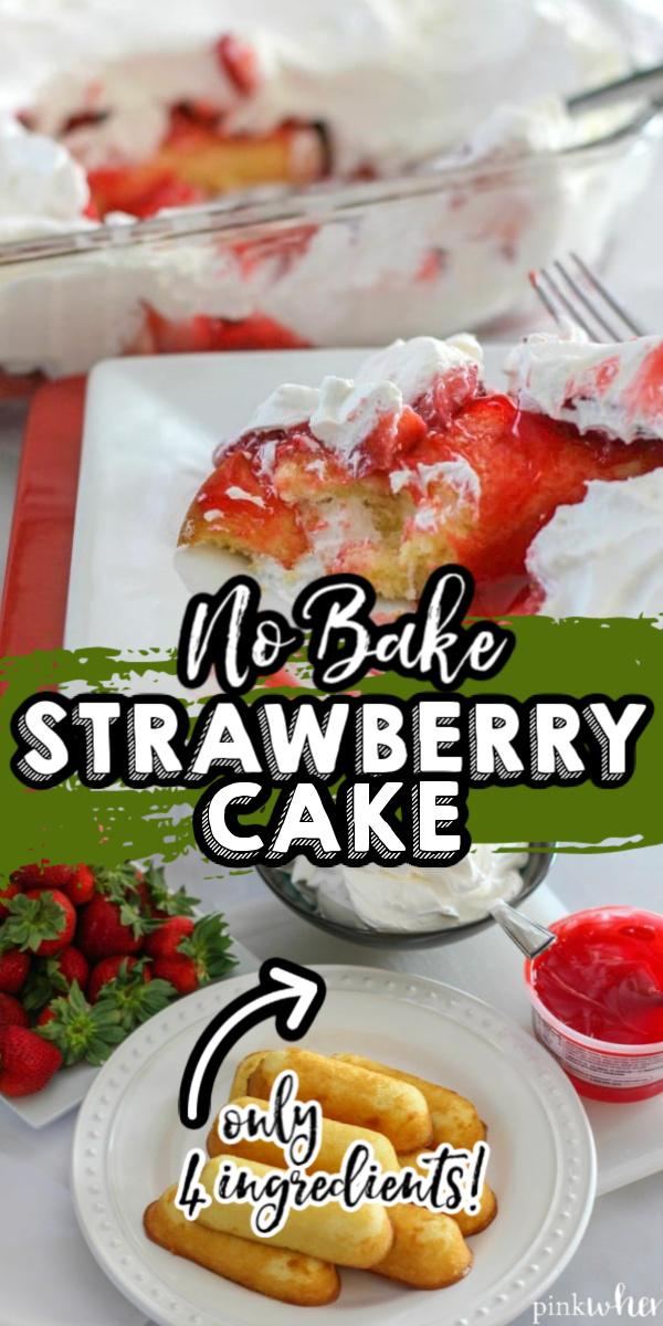 This No Bake Strawberry Cake is one of our favorite summer recipes. With only 4 ingredients, it's the perfect strawberry cake recipe for cookouts and potlucks. Skip the oven and opt for this easy and delicious No Bake Strawberry Cloud Cake recipe.