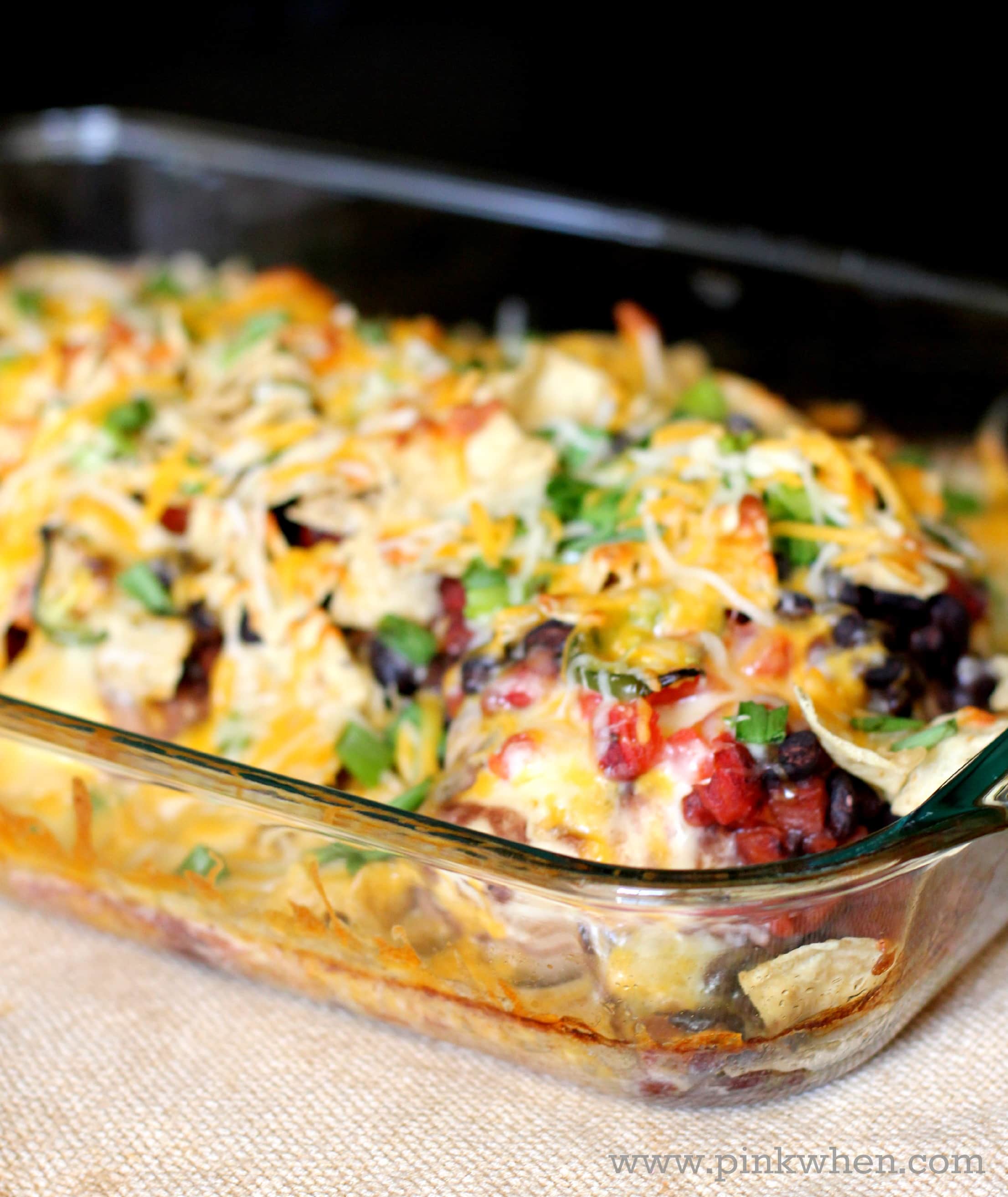 Southwest Cheesy Chicken Casserole Dish via PinkWhen.com