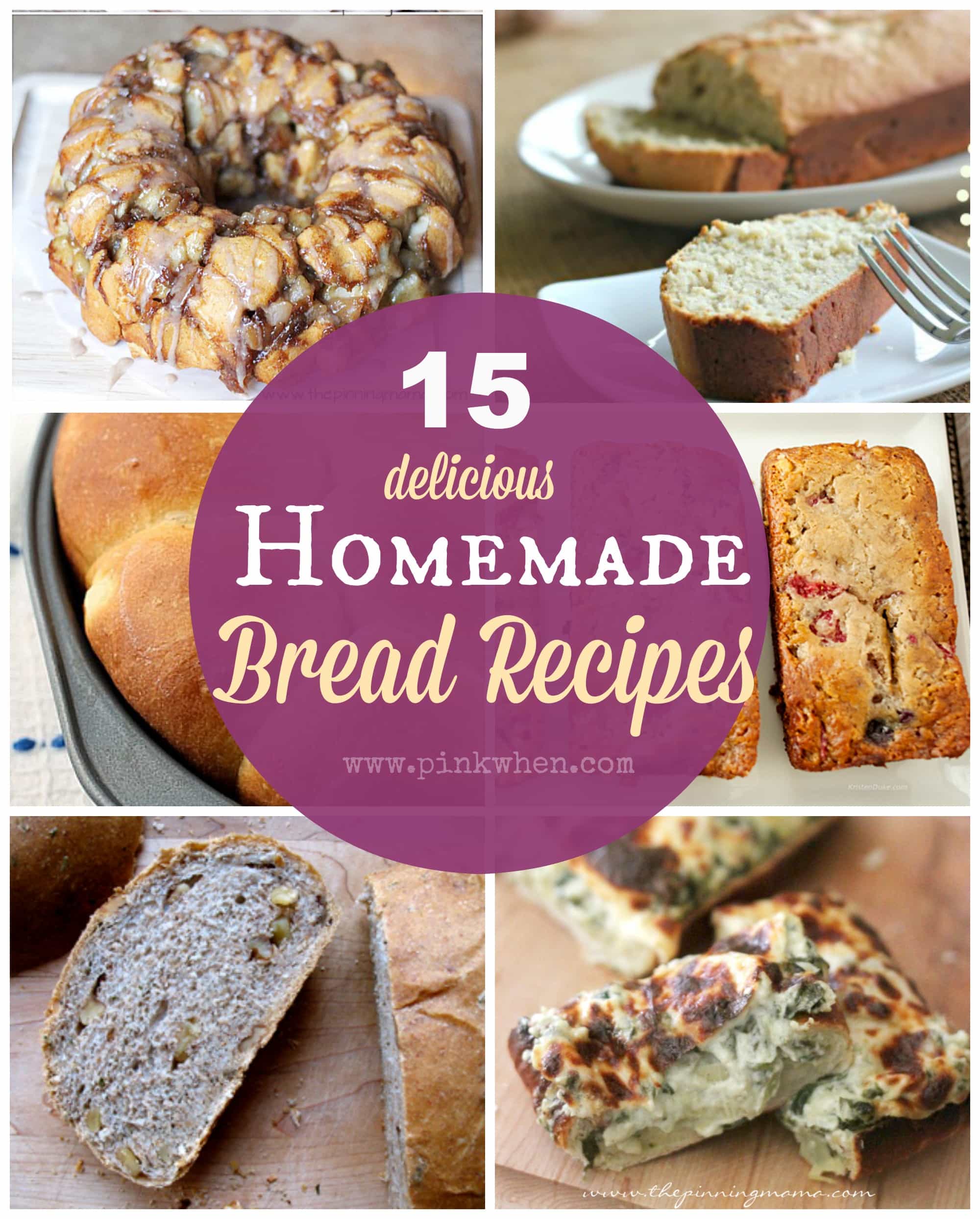 15 delicious Homemade Bread Recipes via PinkWhen.com