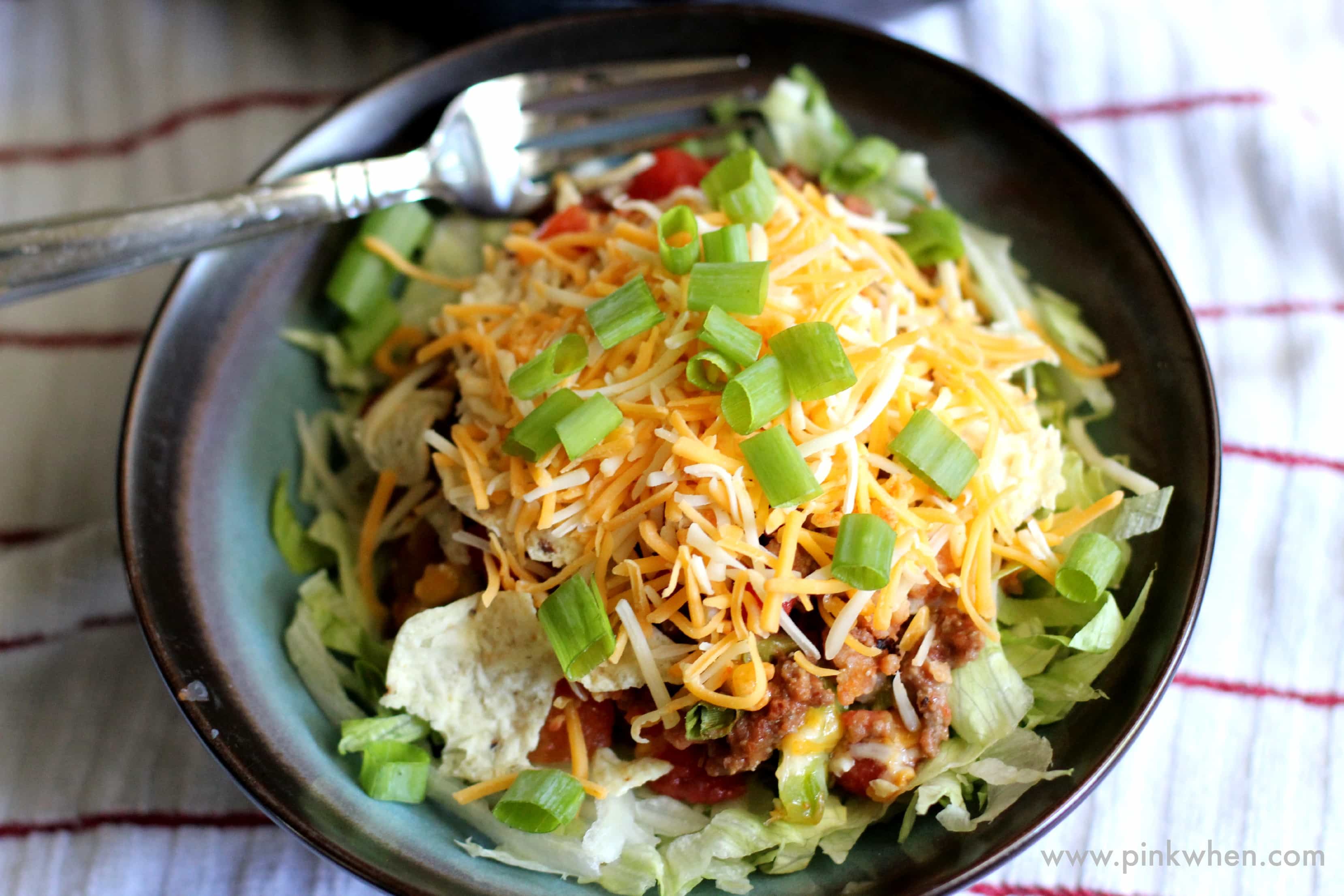 Skillet Beef and Bean Taco Casserole in a bowl.