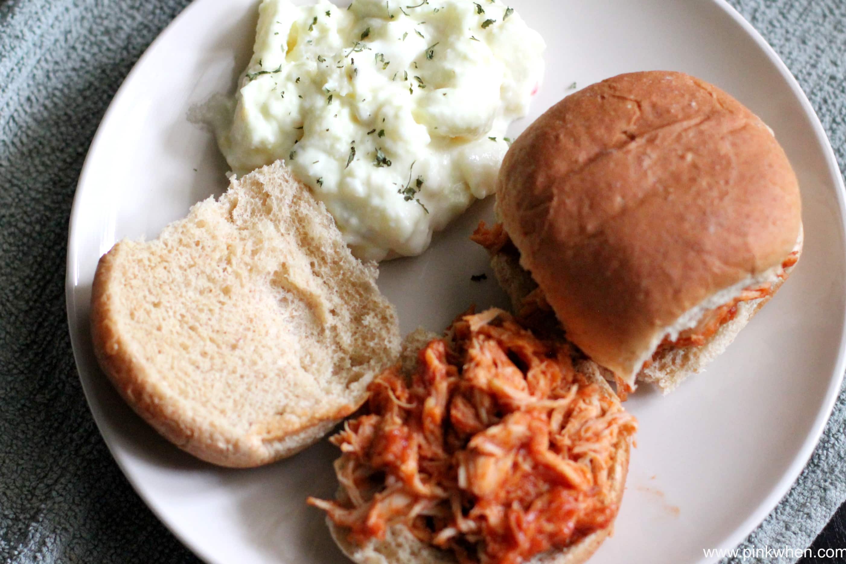 Slow Cooker BBQ Shredded Chicken Sliders