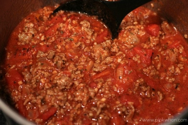 simmering meat sauce 