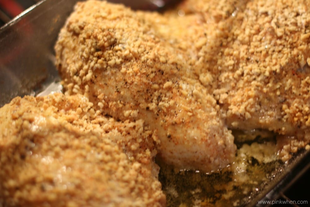 Baked Copycat KFC recipe in a dish fresh from the oven. 