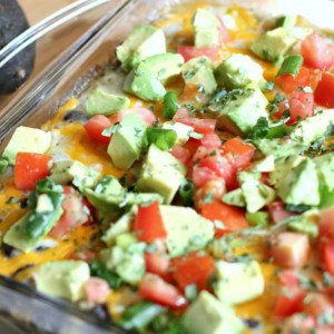 Cheesy Chicken Enchilada Quinoa Casserole Recipe www.pinkwhen.com FB