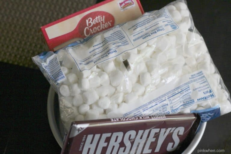 S'mores Cake Recipe ingredients in a bowl. 
