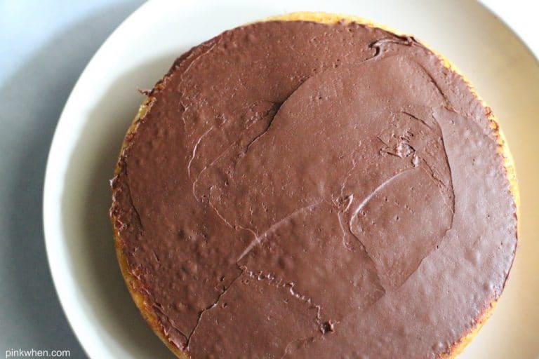 S'mores Cake bottom round cake with chocolate frosting. 
