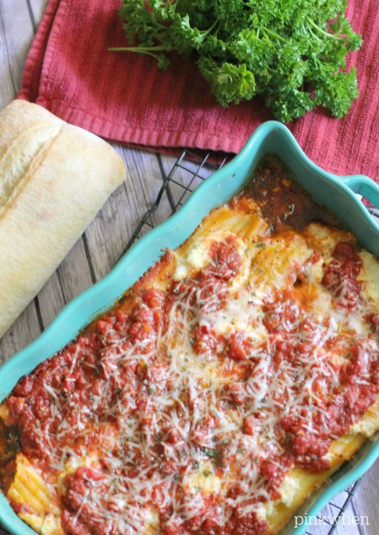 Cheese Stuffed Manicotti Bake |PinkWhen