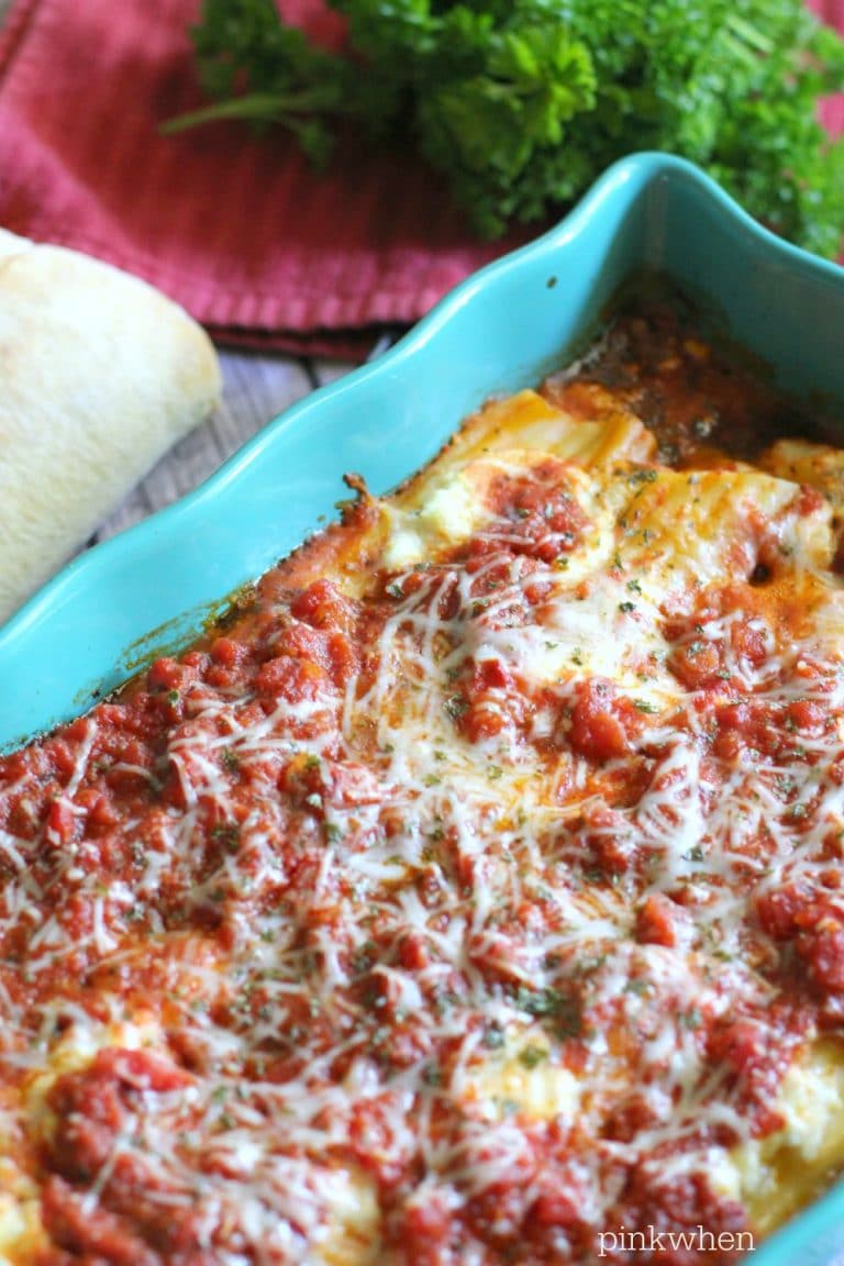 Cheese Stuffed Manicotti Bake |PinkWhen