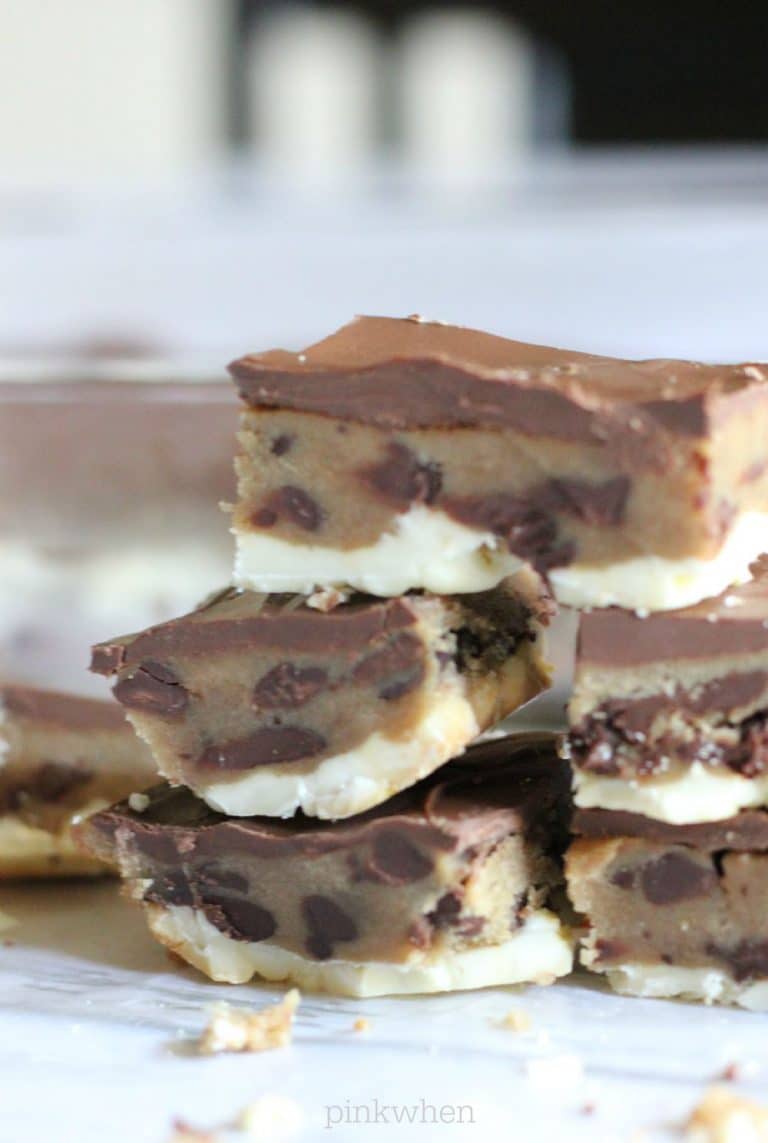 finished chocolate chip cookie bars stacked