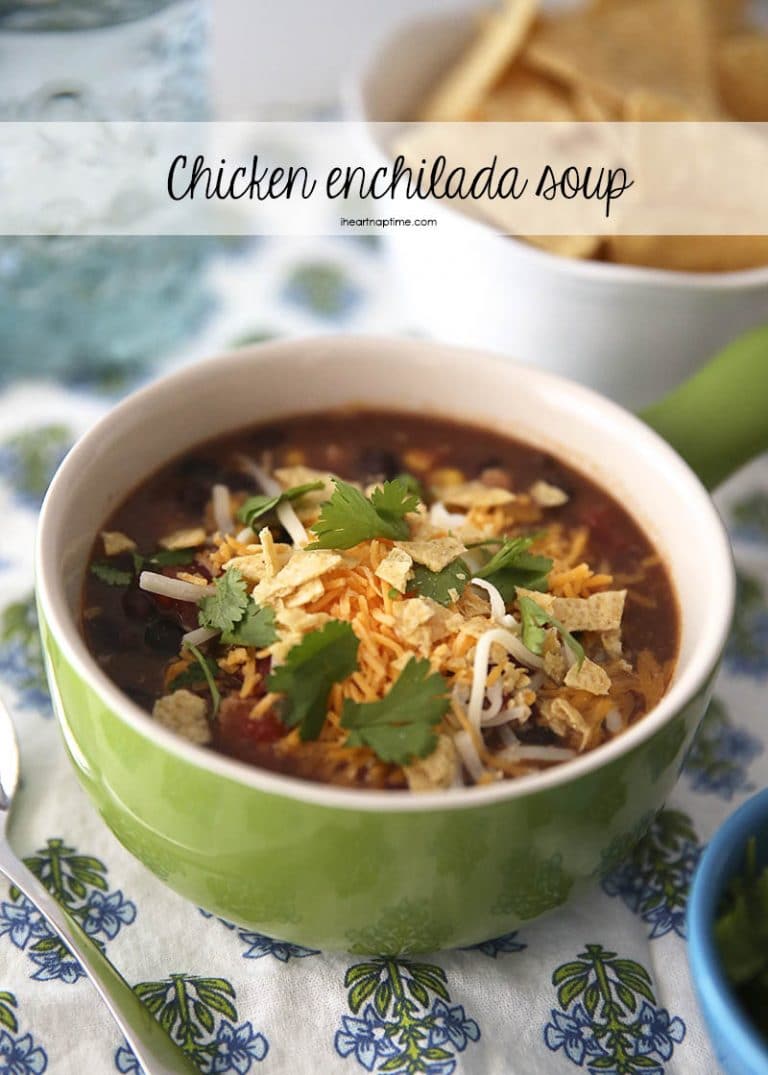 This Slow Cooker Chicken Enchilada Soup is just one of many enchilada soup recipes. 