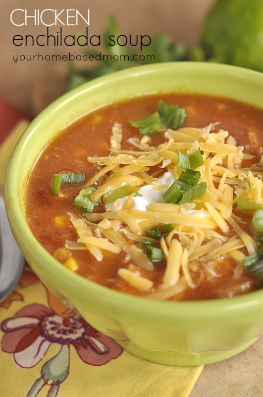 Delicious Chicken Enchilada Soup Recipe from Your Homebased Mom is just one of many enchilada soup recipes found here. 