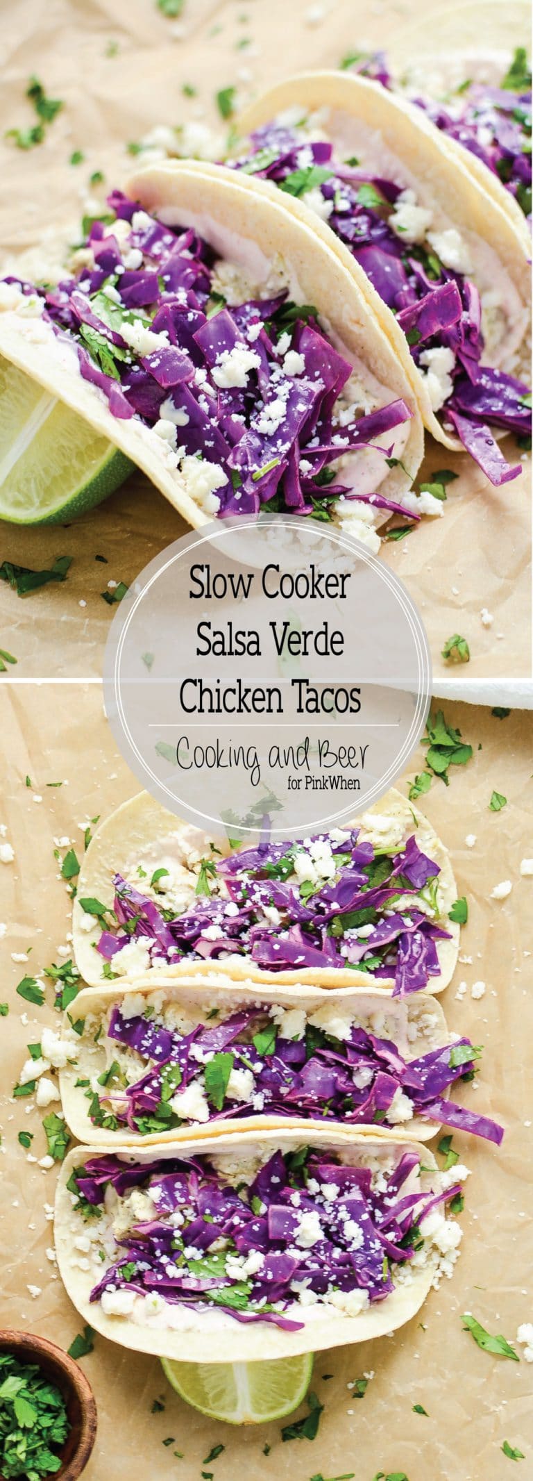 Slow Cooker Salsa Verde Chicken Tacos are an easy and delicious weeknight meal you can throw in your crock pot and be done! Come home to this amazing dish, and then thank me later. 