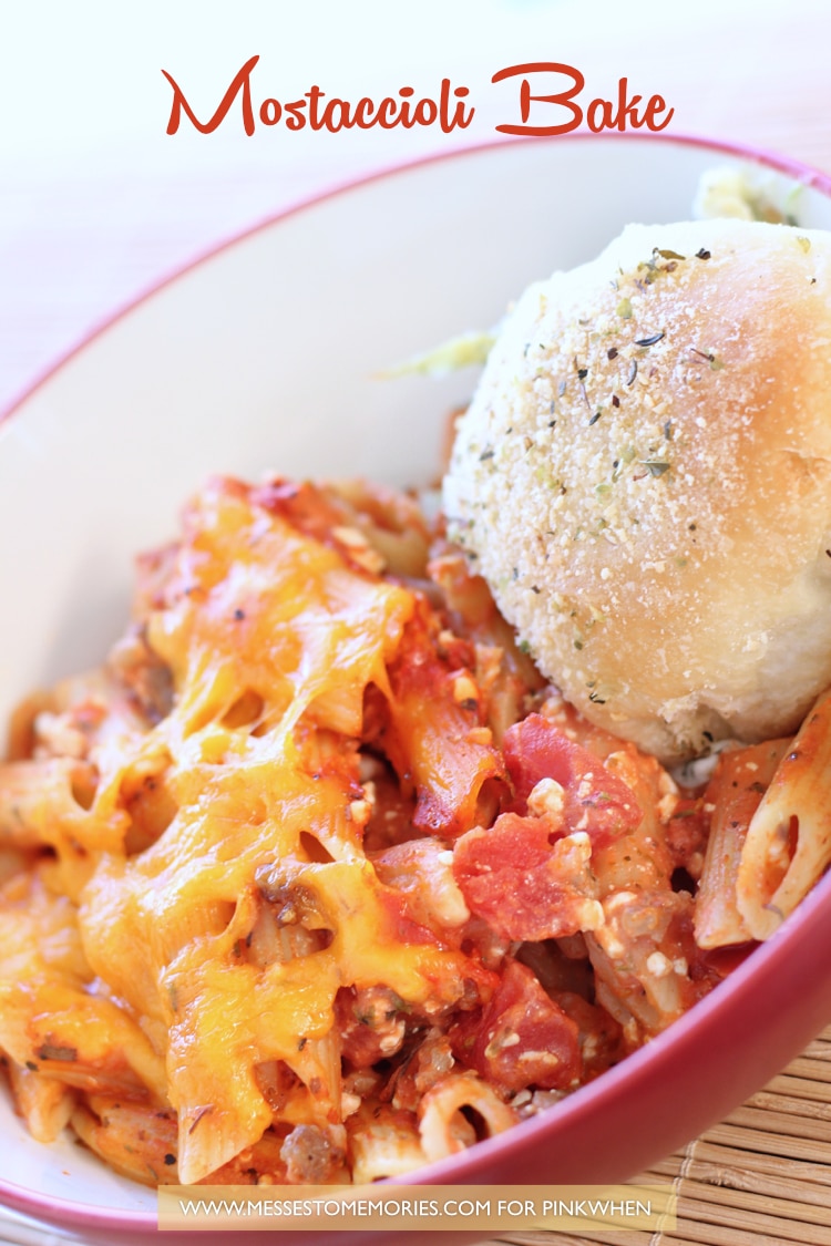 Delicious and cheesy Mostaccioli Bake | PinkWhen