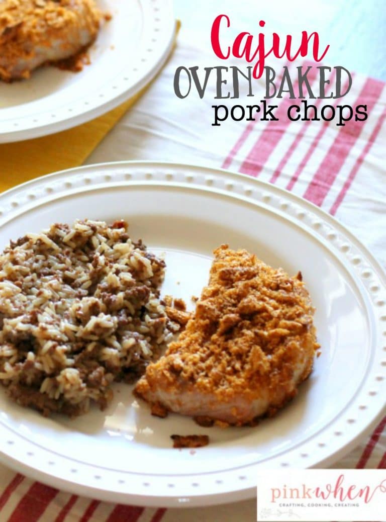 Cajun Oven Baked Pork Chops recipe made with cajun spices and Onion Thyme Harvest Snaps. You'll want to lick the plate clean with this simple dinner recipe! 