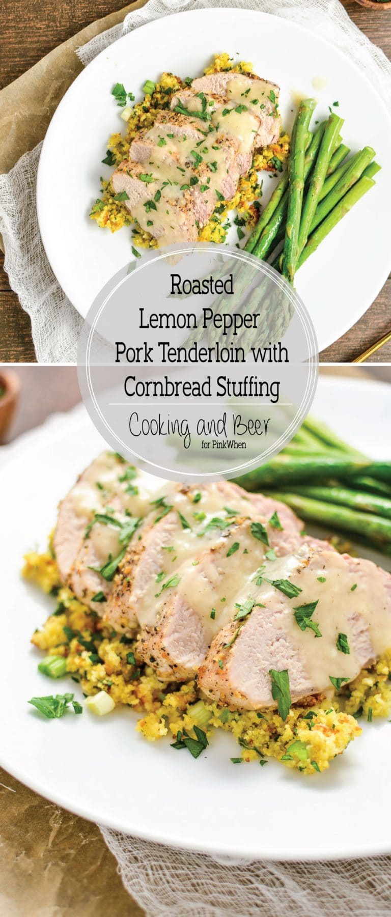 Roasted Lemon Pepper Pork Tenderloin with Cornbread Stuffing