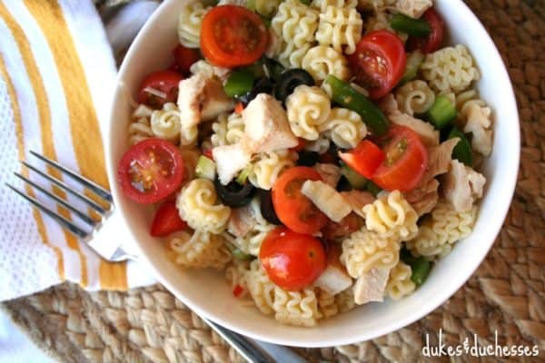 chicken and vegetable pasta salad