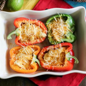 Chicken Fajita Stuffed Bell Pepper Recipe made with flavored quinoa, chicken, and more!