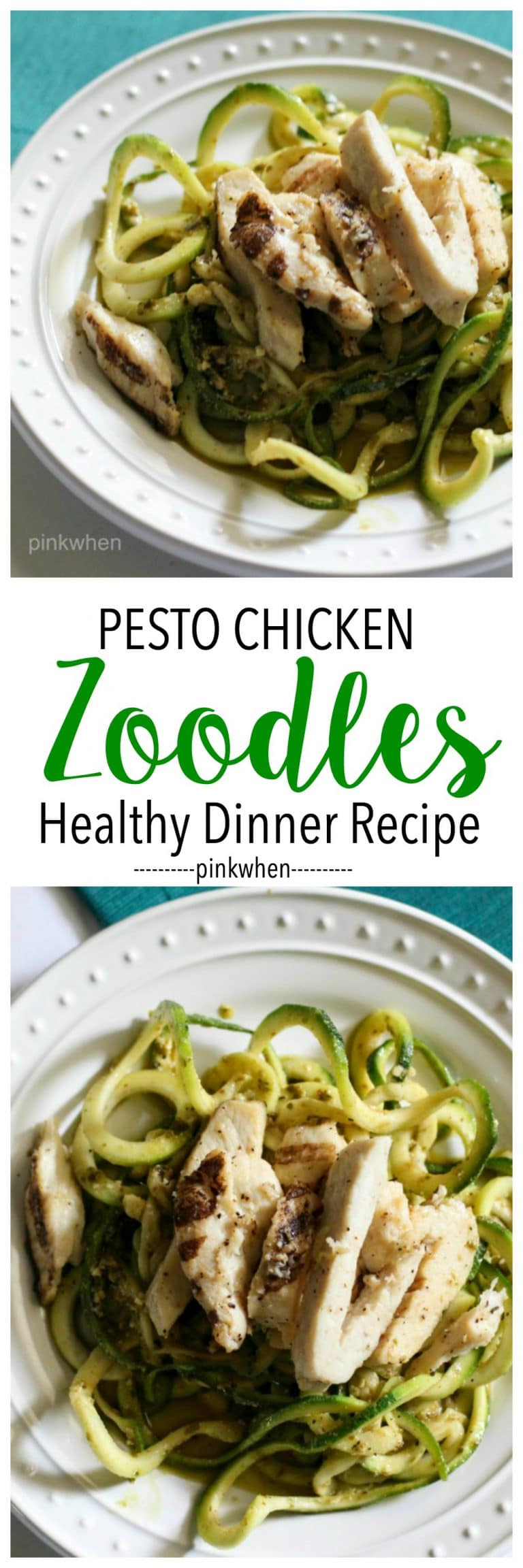 This delicious Pesto Chicken Zoodles recipe doesn't just taste good, it's also a healthy dinner recipe that is Whole 30, PALEO, and Simple Fit Forty compliant.