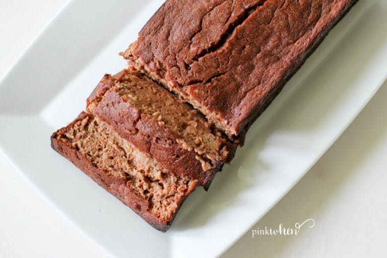 skinny chocolate banana bread sliced ready to serve