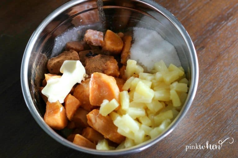 Pineapple Sweet Potato Casserole with Candied Pecans 