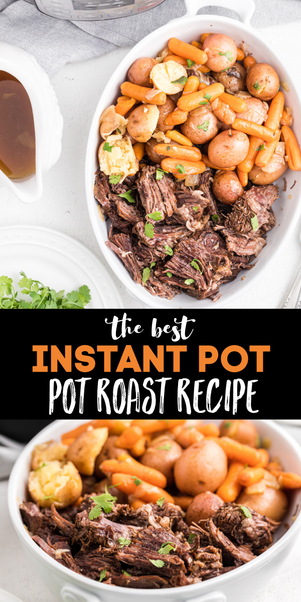 Family-Approved! Take the guesswork out of dinner with this quick and easy Pot Roast made in the pressure cooker. Made with roast, carrots, potatoes, and more. It's the perfect hearty meal the whole family will love.