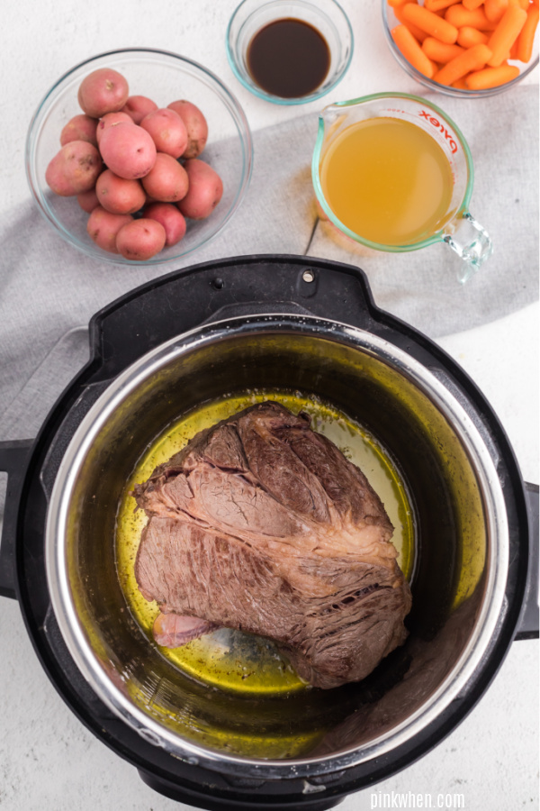 Searing the roast on saute mode. 