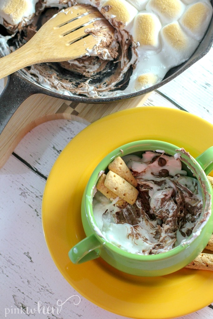 Skillet Smores Dip Recipe - Easy Smores Dip in under 10 minutes from start to finish!