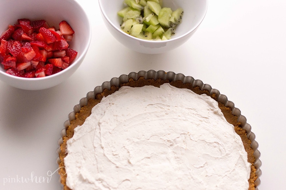 The Ultimate Dessert Fruit Pizza Recipe. Friends and family will be excited for this delicious treat! #fruitpizza #fruitpizzarecipe #dessertpizza #dessertideas