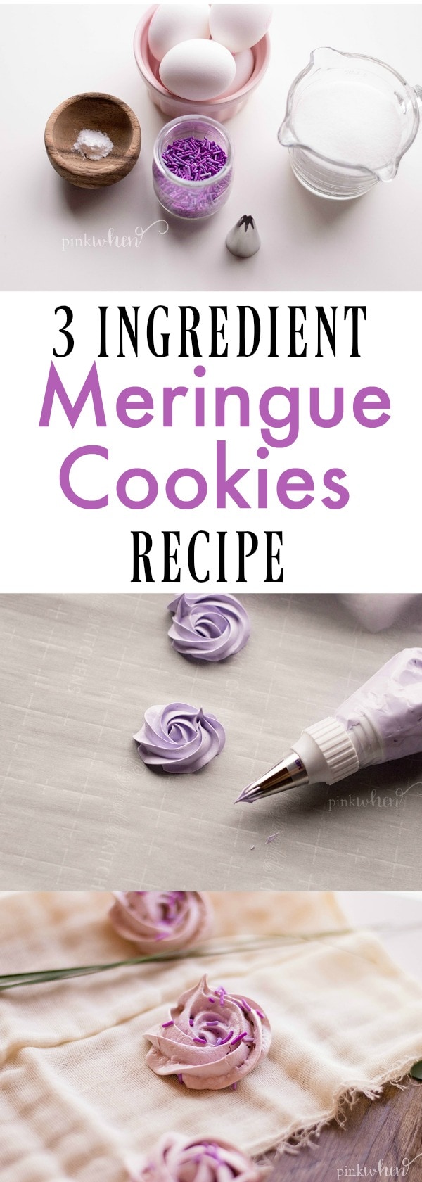 Simple 3 Ingredient Meringue Cookies Recipe #meringuecookies #cookierecipe