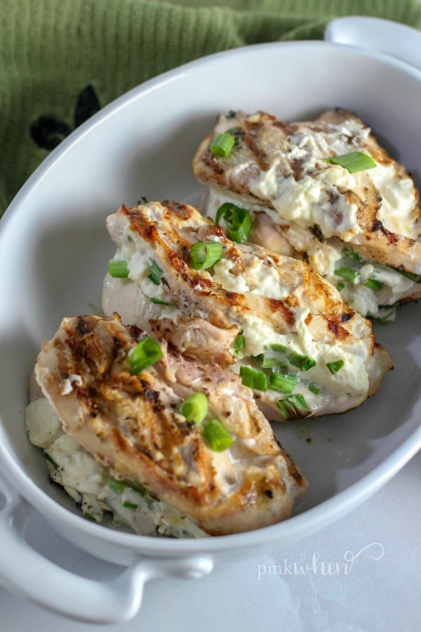 Best Grilled Chicken - Smokey Grilled Cream Cheese and Onion Stuffed Chicken Breast Recipe #chicken #grilledchicken #stuffedchickenbreast 