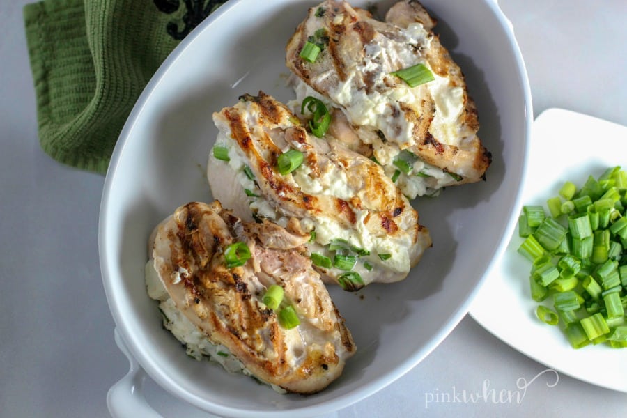 Best Grilled Chicken - Smokey Grilled Cream Cheese and Onion Stuffed Chicken Breast Recipe #chicken #grilledchicken #stuffedchickenbreast 