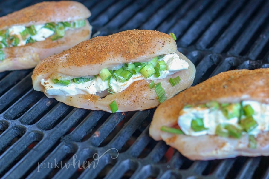 Best Grilled Chicken - Smokey Grilled Cream Cheese and Onion Stuffed Chicken Breast Recipe #chicken #grilledchicken #stuffedchickenbreast 