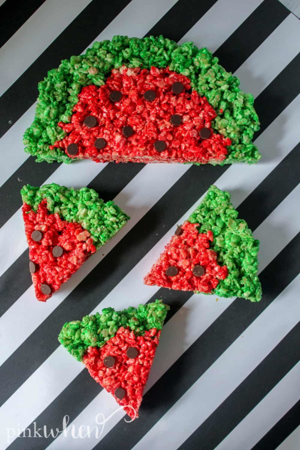 watermelon rice krispies shaped treat