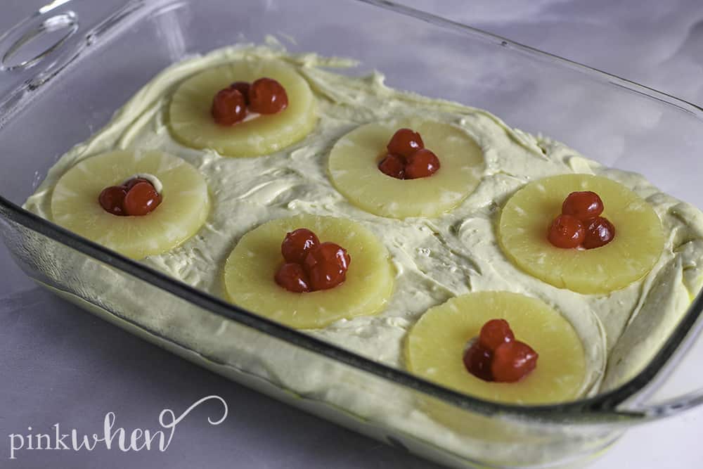 cake mix cookie bars pour in pan