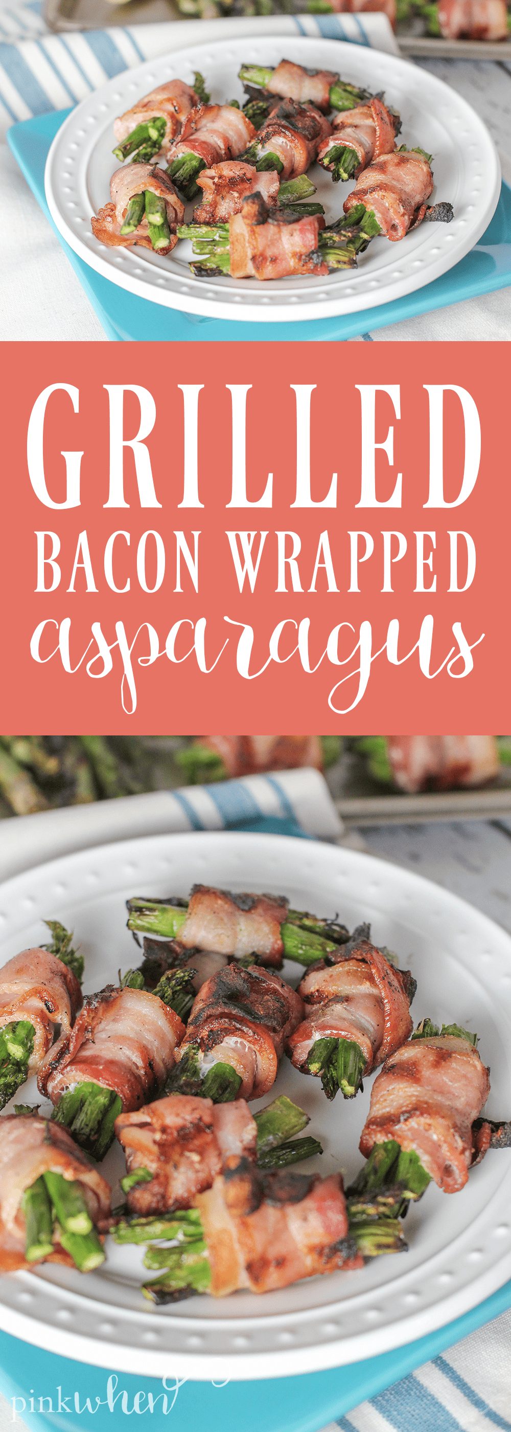 Quick and easy bacon wrapped asparagus. The perfect addition to any menu for the grill. #bacon #asparagus #sidedish #grilledrecipe