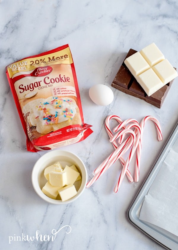 ingredients for peppermint bark cookies