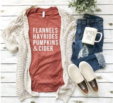 Fall themed t shirt and clothing. 