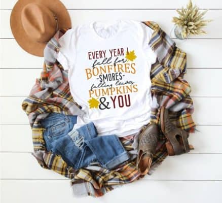 fall inspired graphic t-shirt and clothing. 
