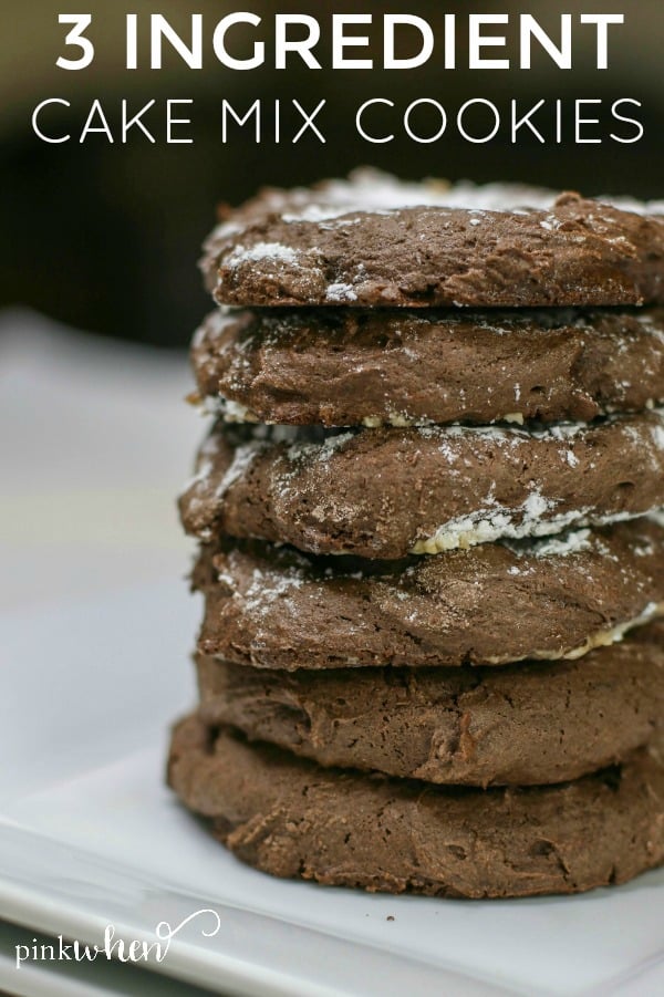 3 Ingredient Cake Mix Cookies are a simple and easy dessert. Made with 3 ingredients and finished in 10 minutes! Make them with your favorite flavored cake mix and fun mix-ins! #cakemixcookies #cookierecipe #dessert