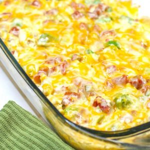 King Ranch Chicken Casserole in a baking dish.