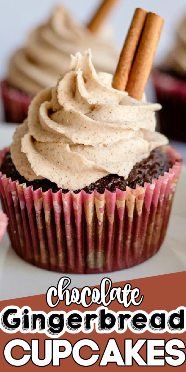 Gingerbread cupcakes are made with chocolate cake, ginger, molasses, cinnamon, cloves, and covered in a mouthwatering cinnamon cream cheese frosting. Ring in the holidays with a dessert that is to die for!