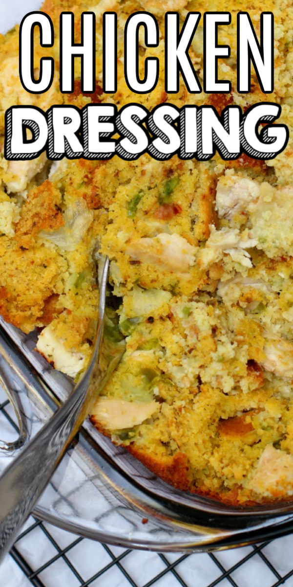 One of my favorite holiday meals is a good dressing side recipe. This chicken and dressing recipe can be used with turkey, but when a turkey is the main staple at the table, I like to change things up with a different bird.