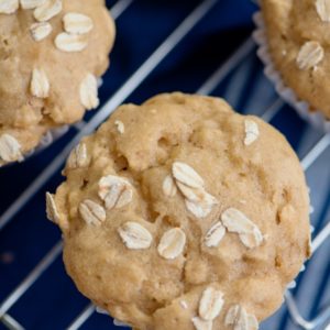 Peanut Butter Muffins on a wire cooling rack.