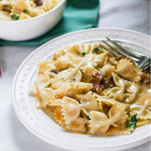 Instant Pot Crack Chicken Pasta served on a plate