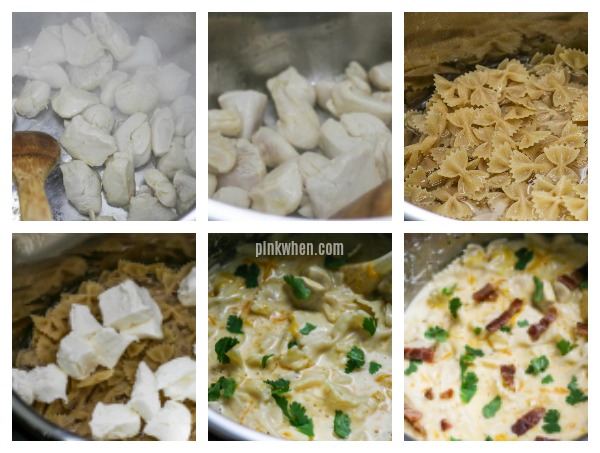 Instant Pot Crack Chicken Pasts collage of steps. 